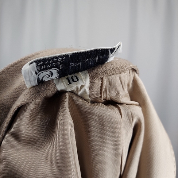 Tailored By Handmacher 60's Skirt Suit Set XS/S 10 Beige Button Velour High Neck - Picture 15 of 16